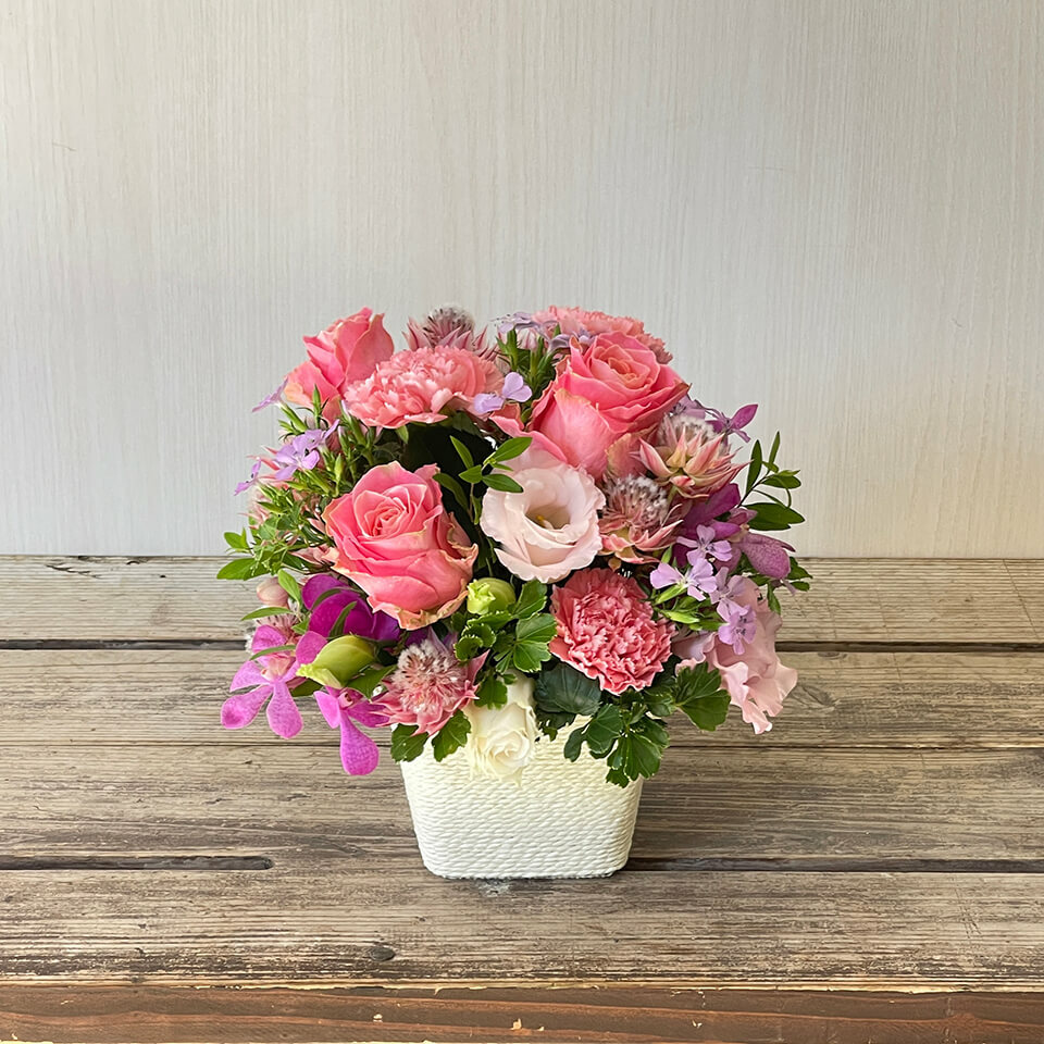 ピンク系アレンジメント｜広島花屋オンラインショップ花将