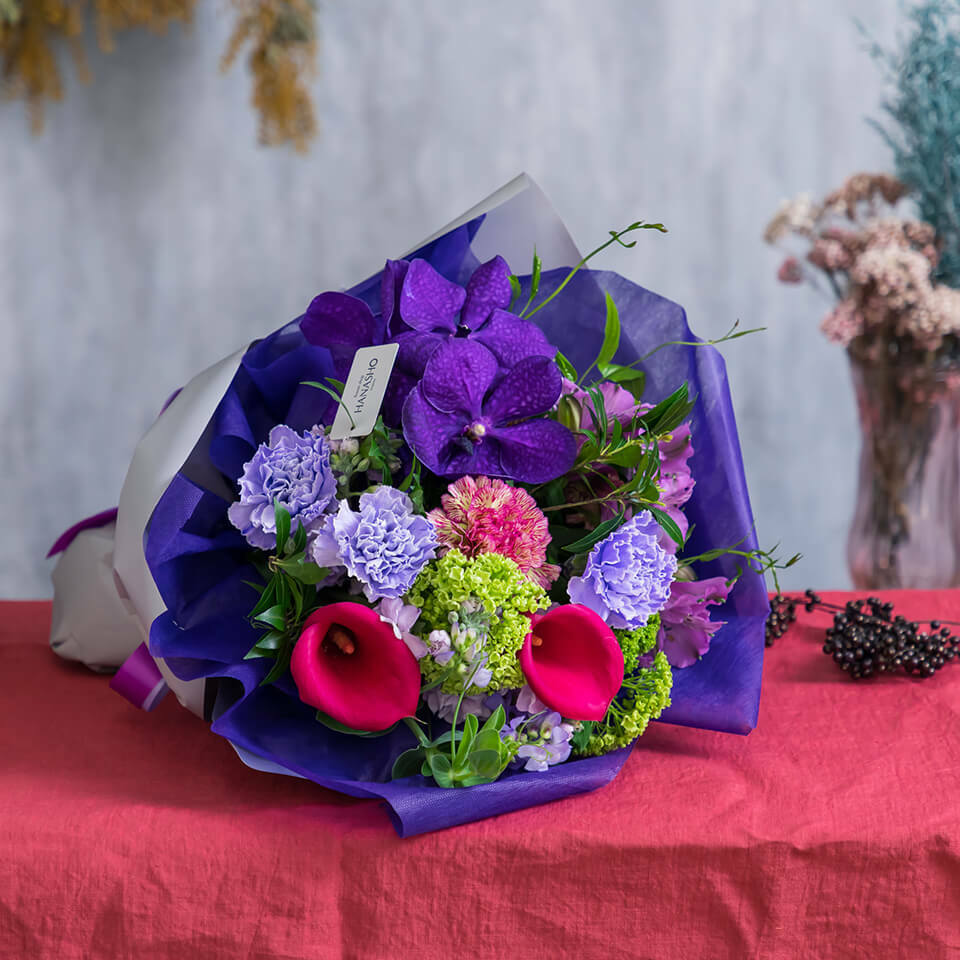 紫ブルー系 花束｜広島花屋オンラインショップ花将